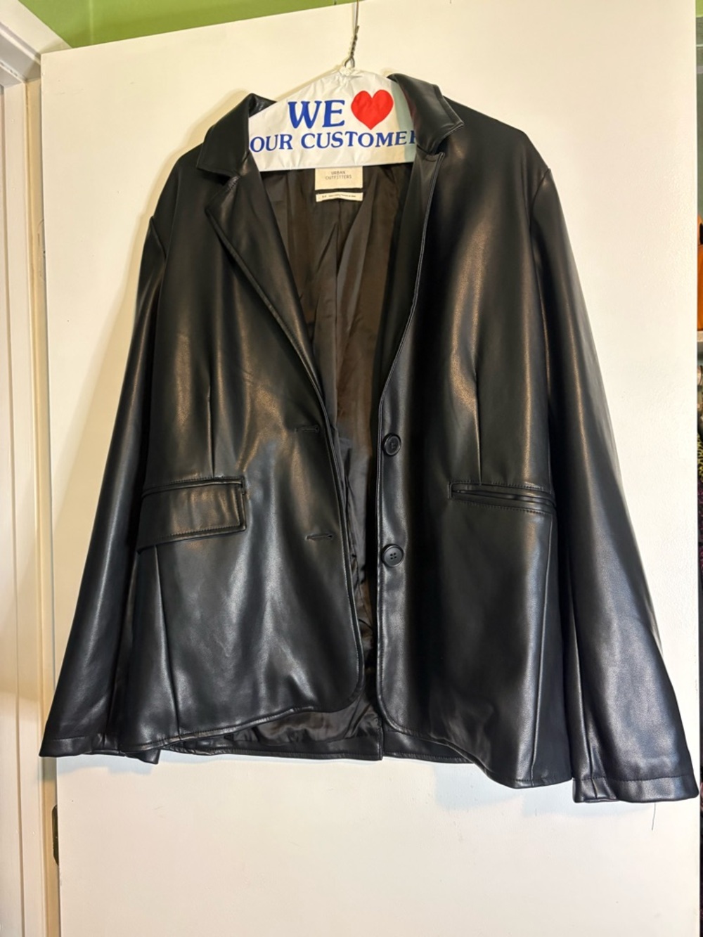 Urban Outfitters Black Faux Leather Blazer Jacket
